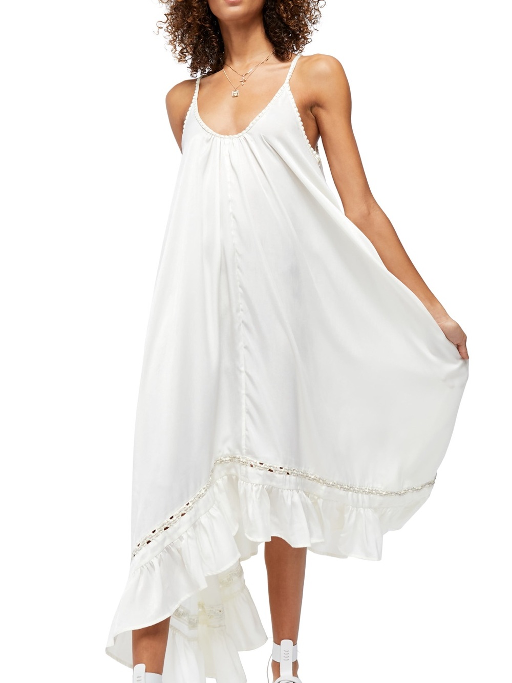 NWT Free People Amor Amor Maxi Slipdress Ivory Sz Large Grecian Goddess